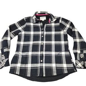Orvis Plaid Shirt S Black Gray Snap Front Shacket Grunge Patina Workwear Chore
